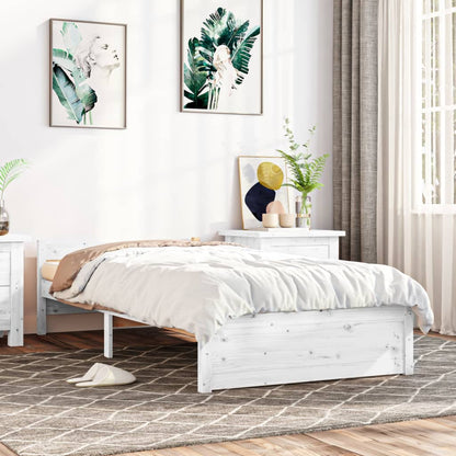 Bedframe Massief Hout Single 90 x 190 cm Wit