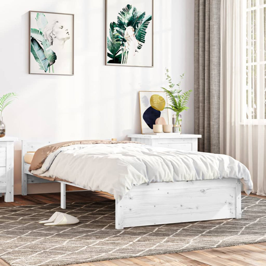 Bedframe Massief Hout Single 90 x 190 cm Wit