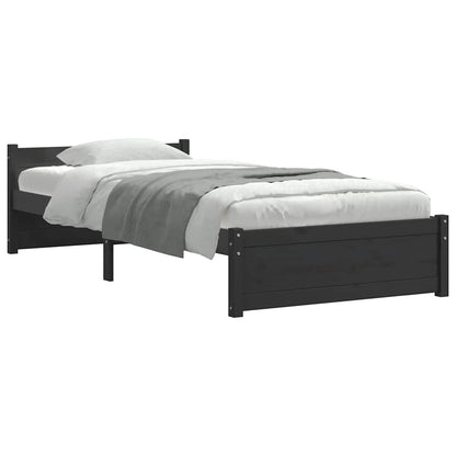 Bedframe massief hout zwart 90x190 cm
