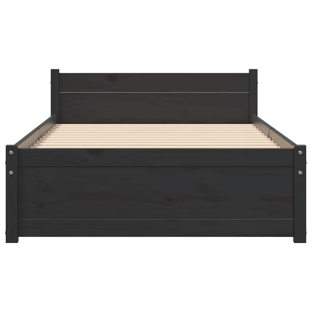 Bedframe massief hout zwart 90x190 cm