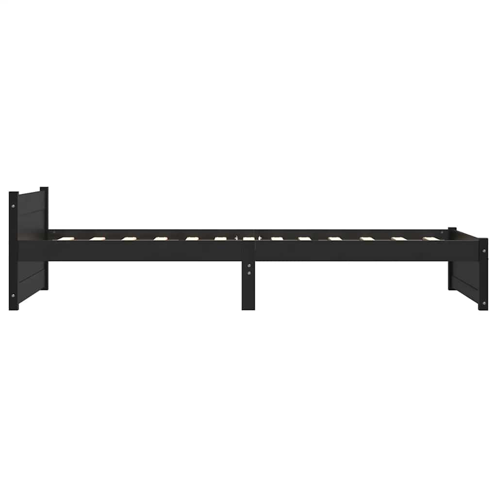Bedframe massief hout zwart 90x190 cm