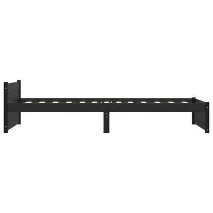 Bedframe massief hout zwart 90x190 cm