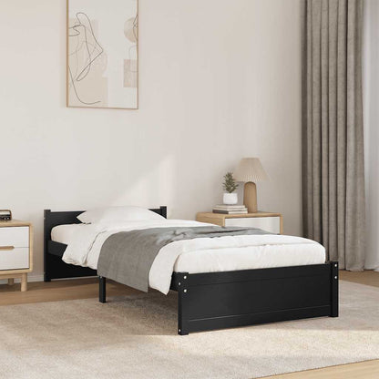 Bedframe massief hout zwart 90x190 cm