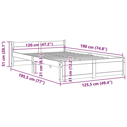 Bedframe Massief Hout 120 x 190 cm