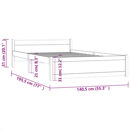 Bedframe Massief Hout 135X190 Cm Double