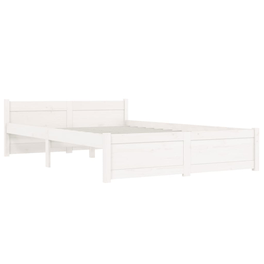 Bedframe Massief Hout Double 135 x 190 cm Wit