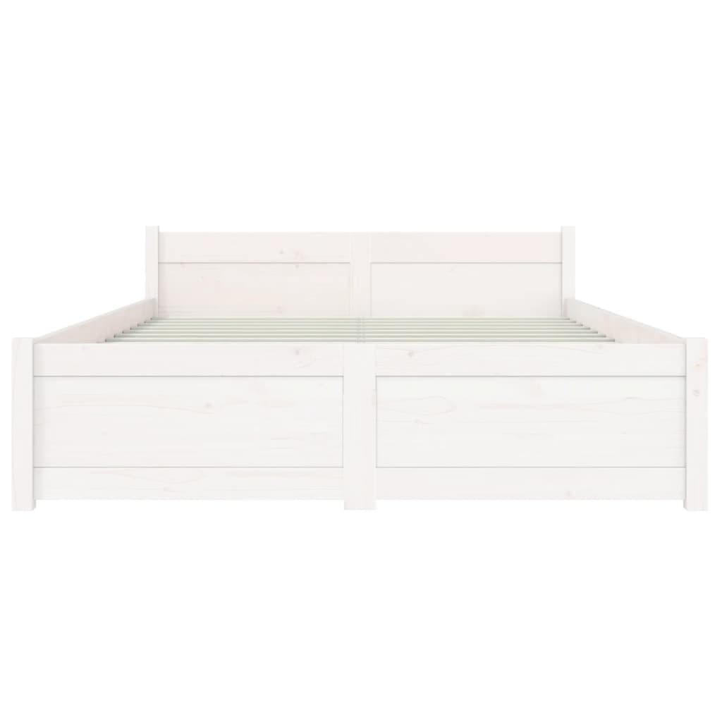 Bedframe Massief Hout Double 135 x 190 cm Wit