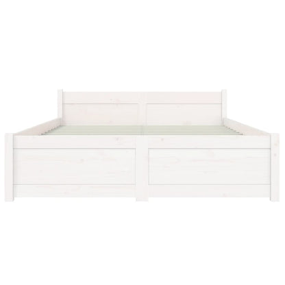 Bedframe Massief Hout Double 135 x 190 cm Wit