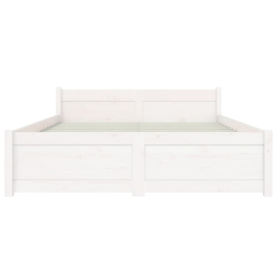 Bedframe Massief Hout Double 135 x 190 cm Wit