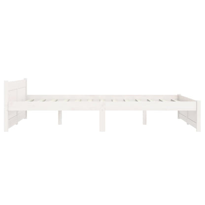 Bedframe Massief Hout Double 135 x 190 cm Wit
