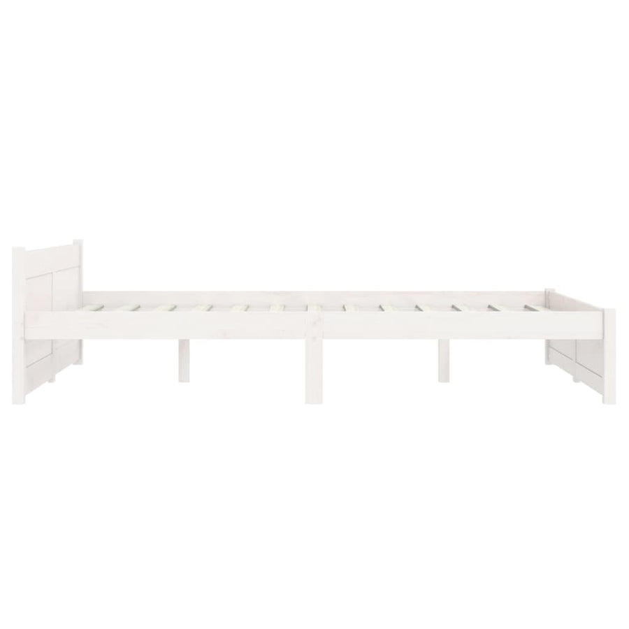 Bedframe Massief Hout Double 135 x 190 cm Wit