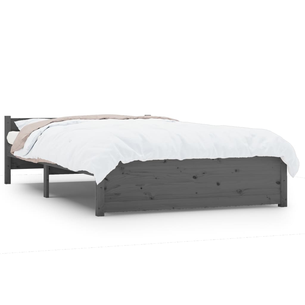 Bedframe Massief Hout Grijs 135X190 Cm 4Ft6 Double