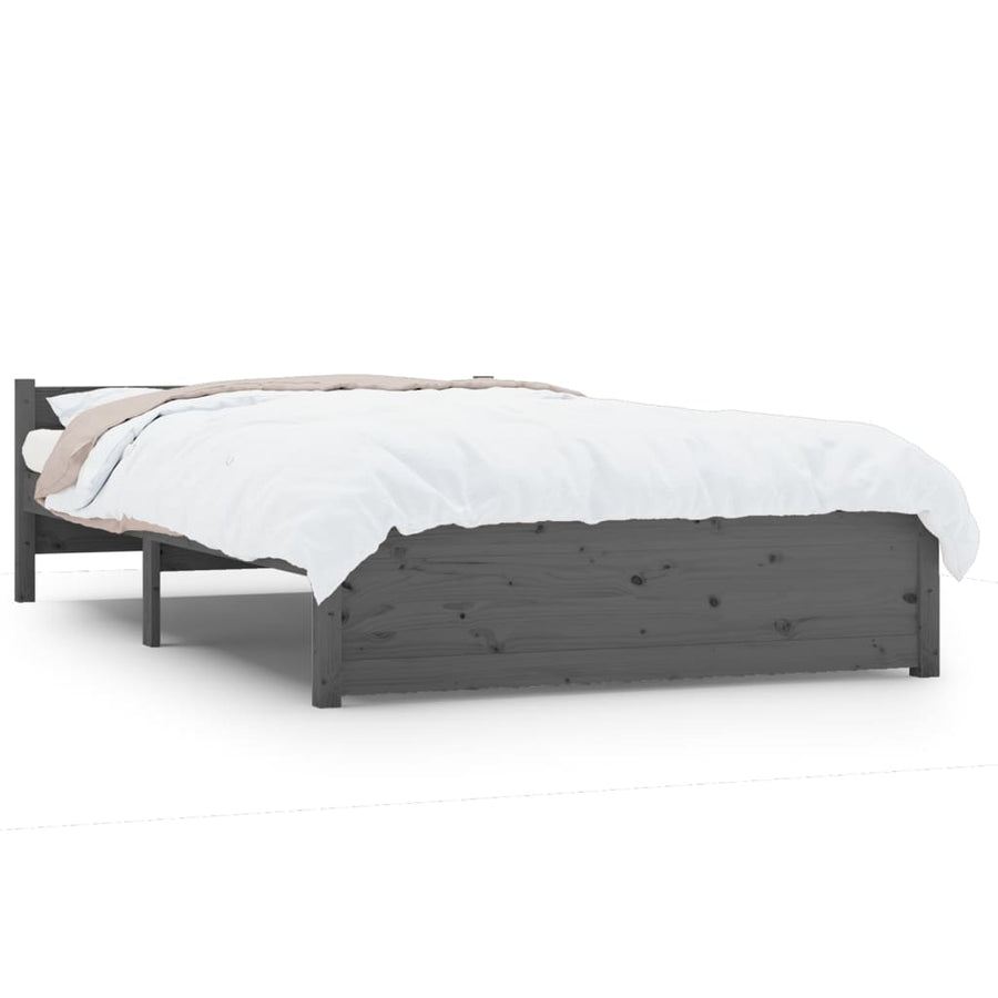 Bedframe Massief Hout Grijs 135X190 Cm 4Ft6 Double