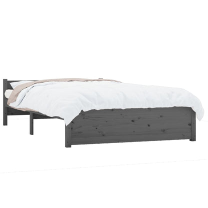 Bedframe Massief Hout Grijs 135X190 Cm 4Ft6 Double