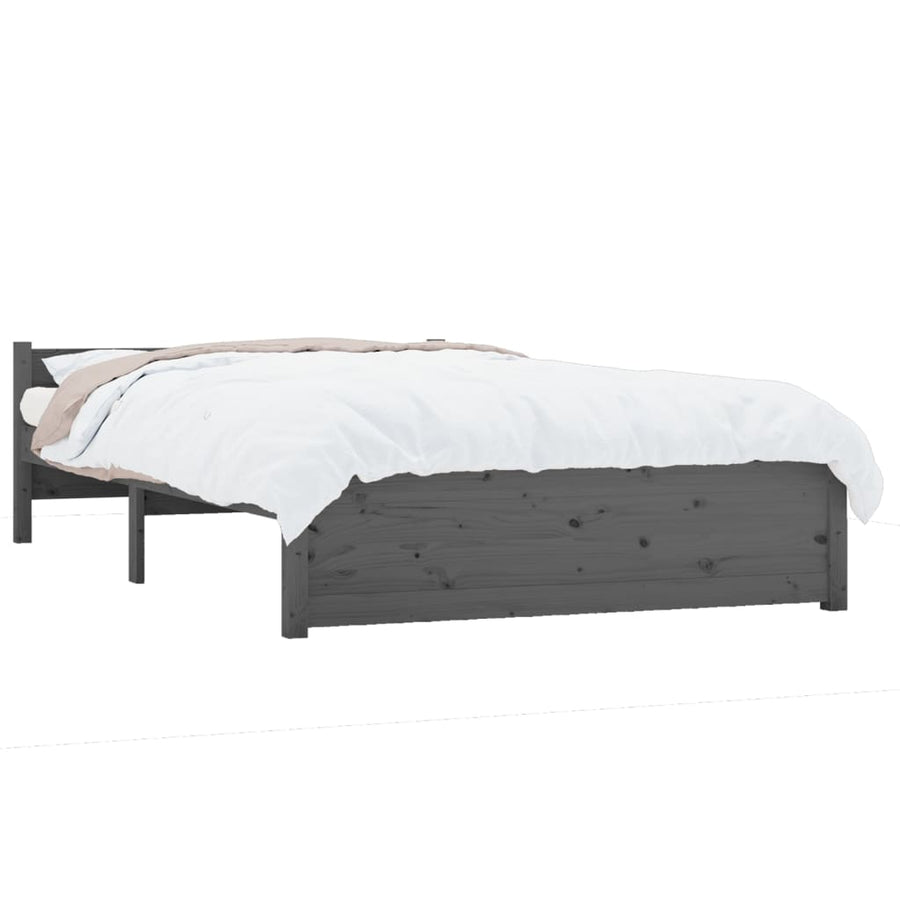 Bedframe Massief Hout Grijs 135X190 Cm 4Ft6 Double