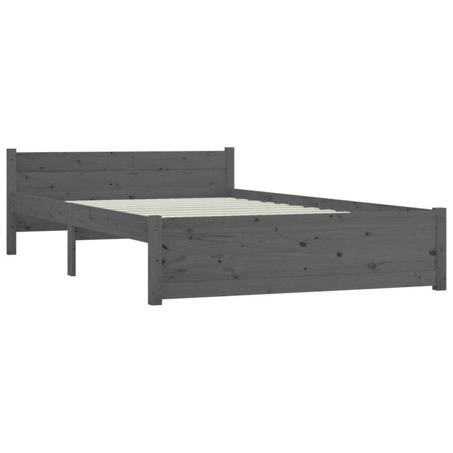 Bedframe Massief Hout Grijs 135X190 Cm 4Ft6 Double