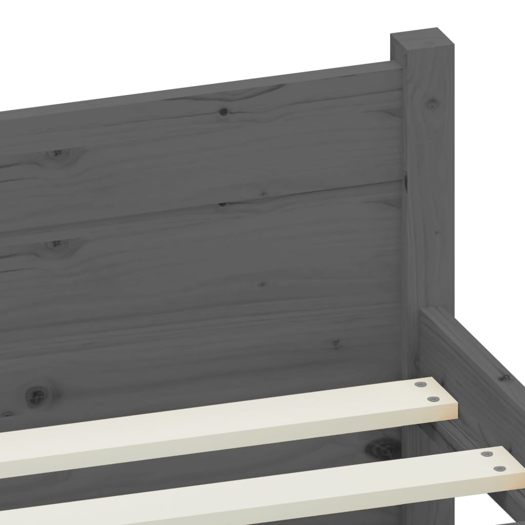 Bedframe Massief Hout Grijs 135X190 Cm 4Ft6 Double
