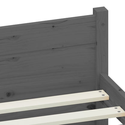 Bedframe Massief Hout Grijs 135X190 Cm 4Ft6 Double