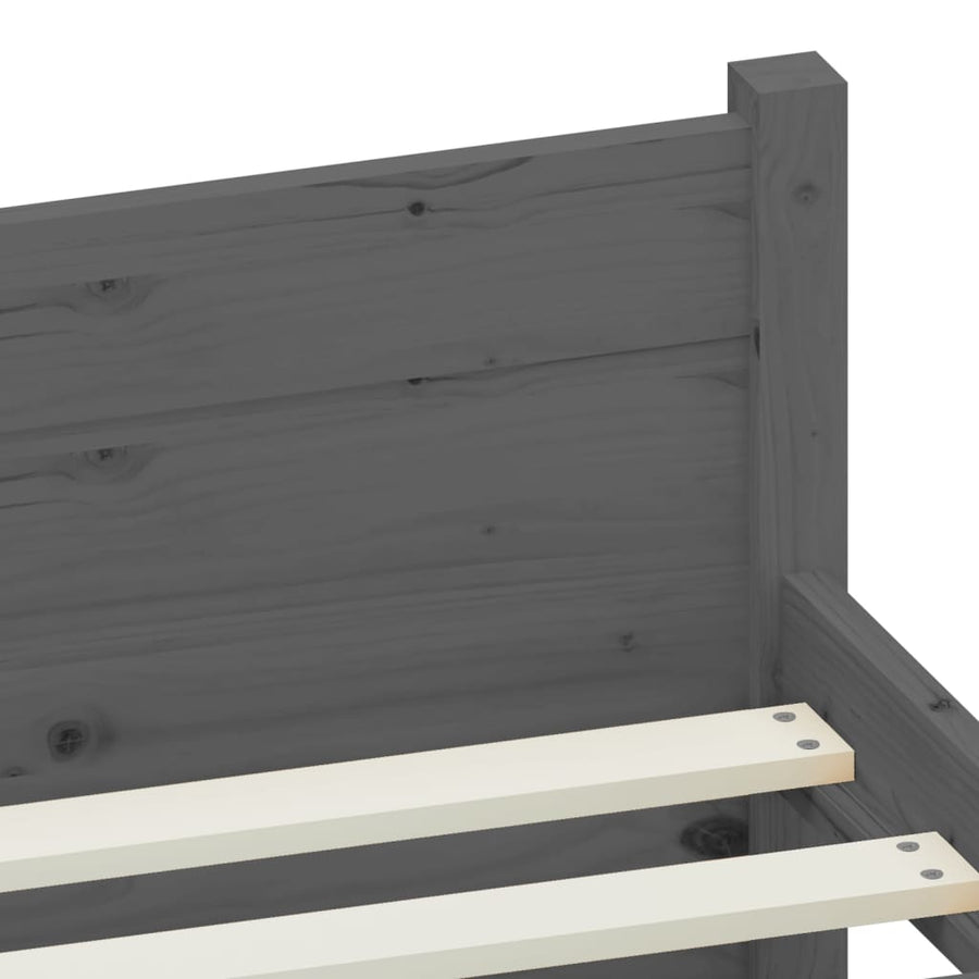 Bedframe Massief Hout Grijs 135X190 Cm 4Ft6 Double
