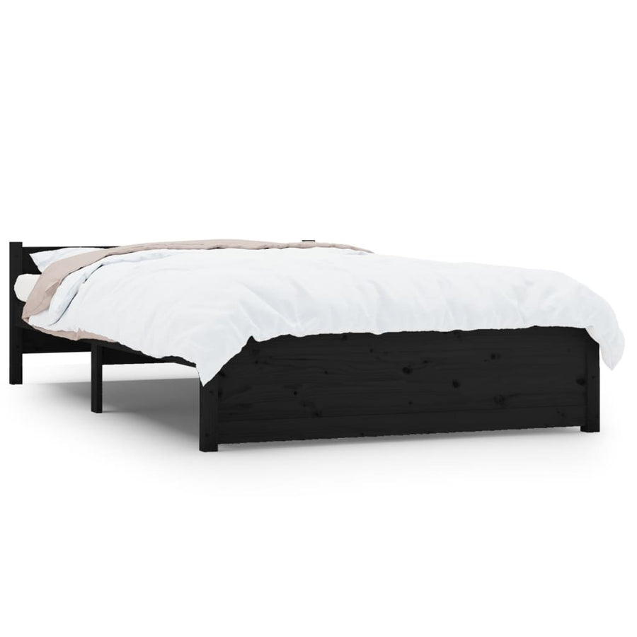 Bedframe Massief Hout Zwart 135X190 Cm 4Ft6 Double