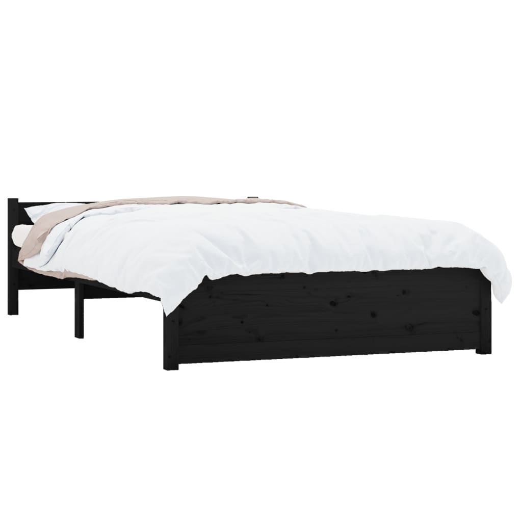 Bedframe Massief Hout Zwart 135X190 Cm 4Ft6 Double
