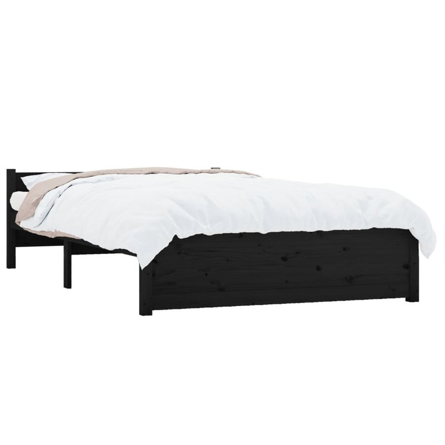 Bedframe Massief Hout Zwart 135X190 Cm 4Ft6 Double