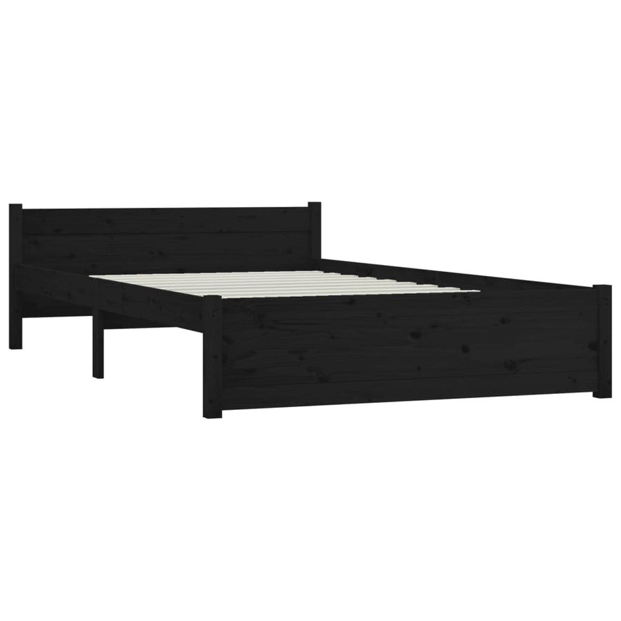Bedframe Massief Hout Zwart 135X190 Cm 4Ft6 Double