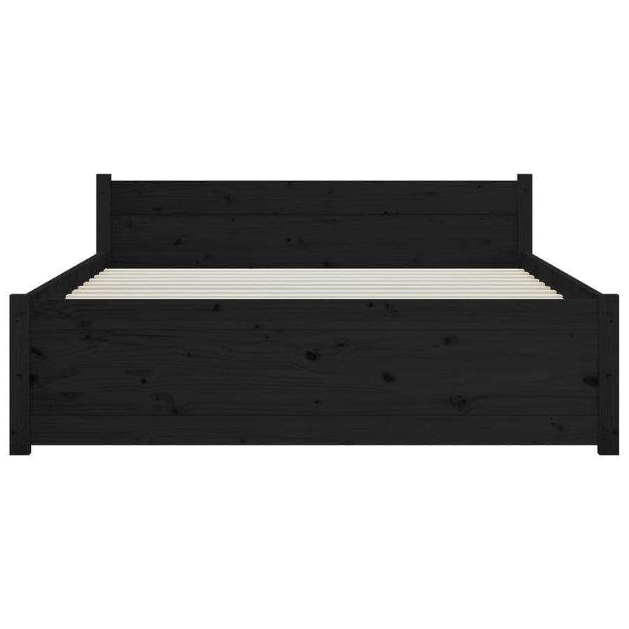 Bedframe Massief Hout Zwart 135X190 Cm 4Ft6 Double