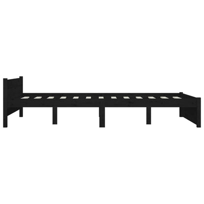 Bedframe Massief Hout Zwart 135X190 Cm 4Ft6 Double