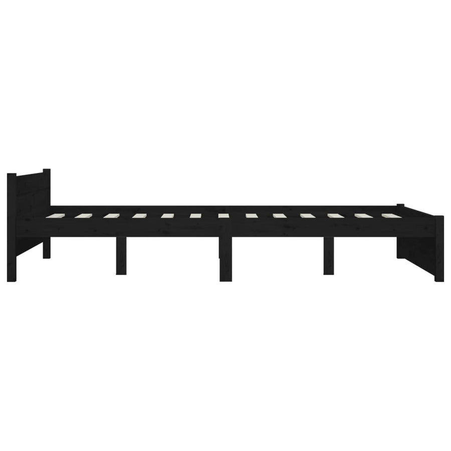Bedframe Massief Hout Zwart 135X190 Cm 4Ft6 Double