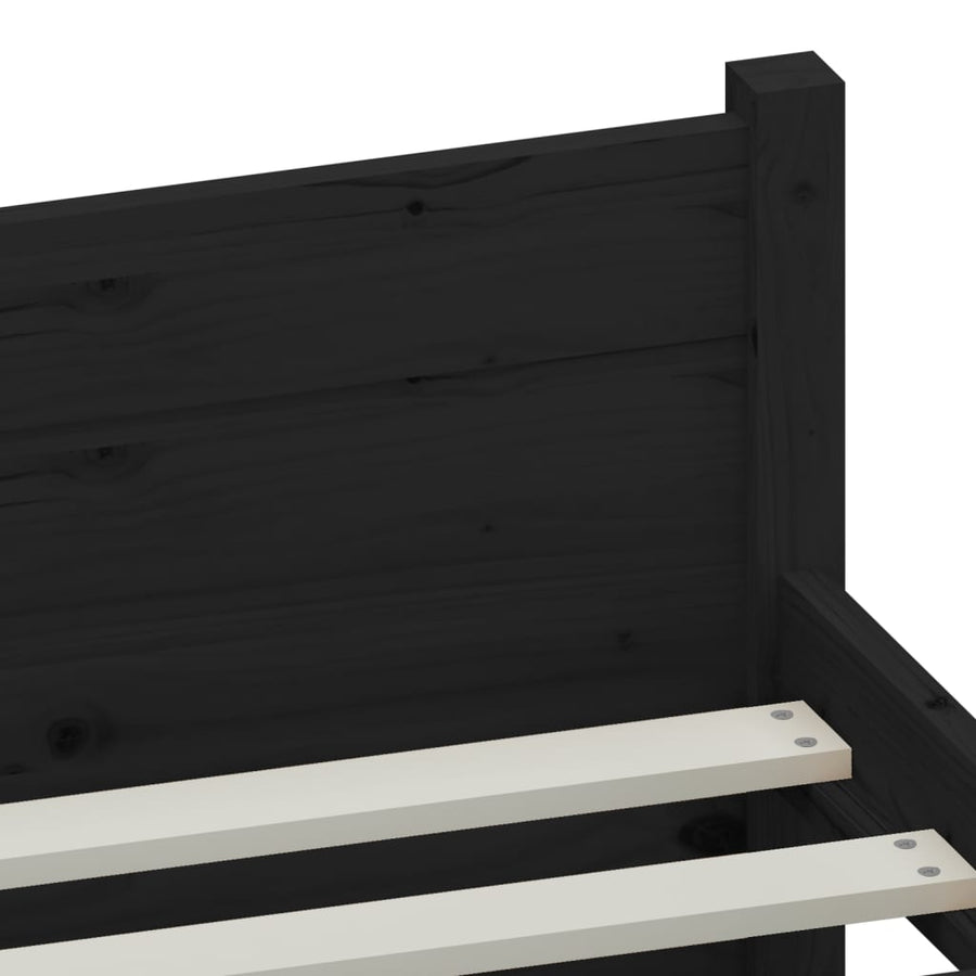 Bedframe Massief Hout Zwart 135X190 Cm 4Ft6 Double