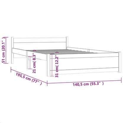 Bedframe Massief Hout Zwart 135X190 Cm 4Ft6 Double