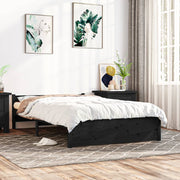 Bedframe massief grenenhout zwart 135x190 cm