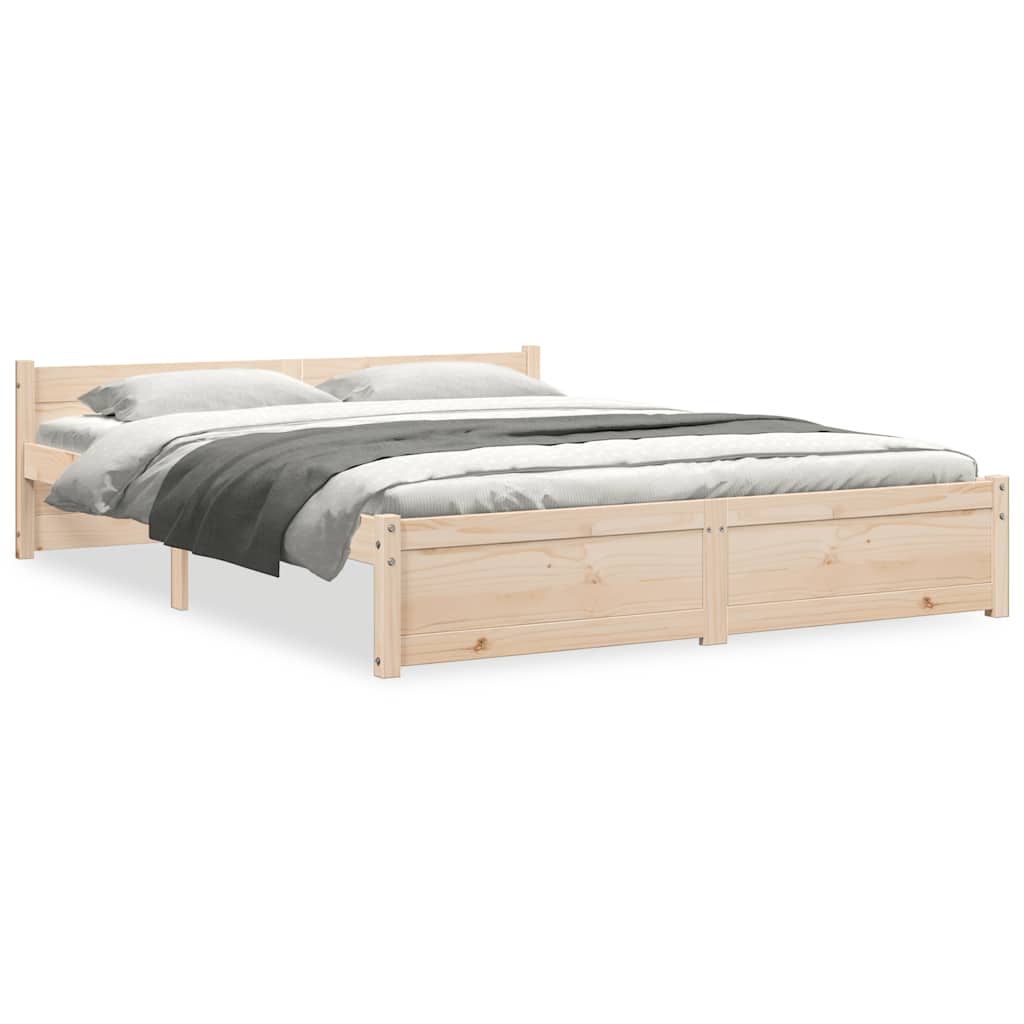 Bedframe Massief Hout 140 x 190 cm Naturel