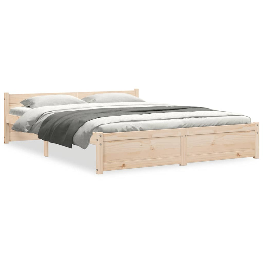 Bedframe Massief Hout 140 x 190 cm Naturel