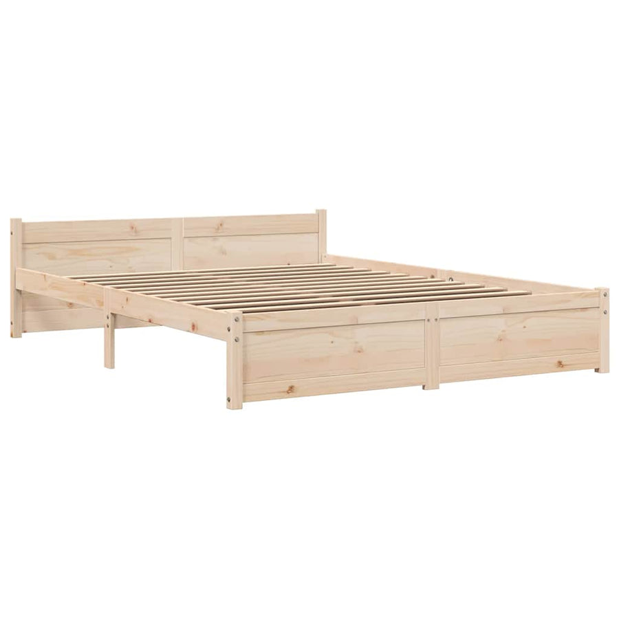 Bedframe Massief Hout 140 x 190 cm Naturel