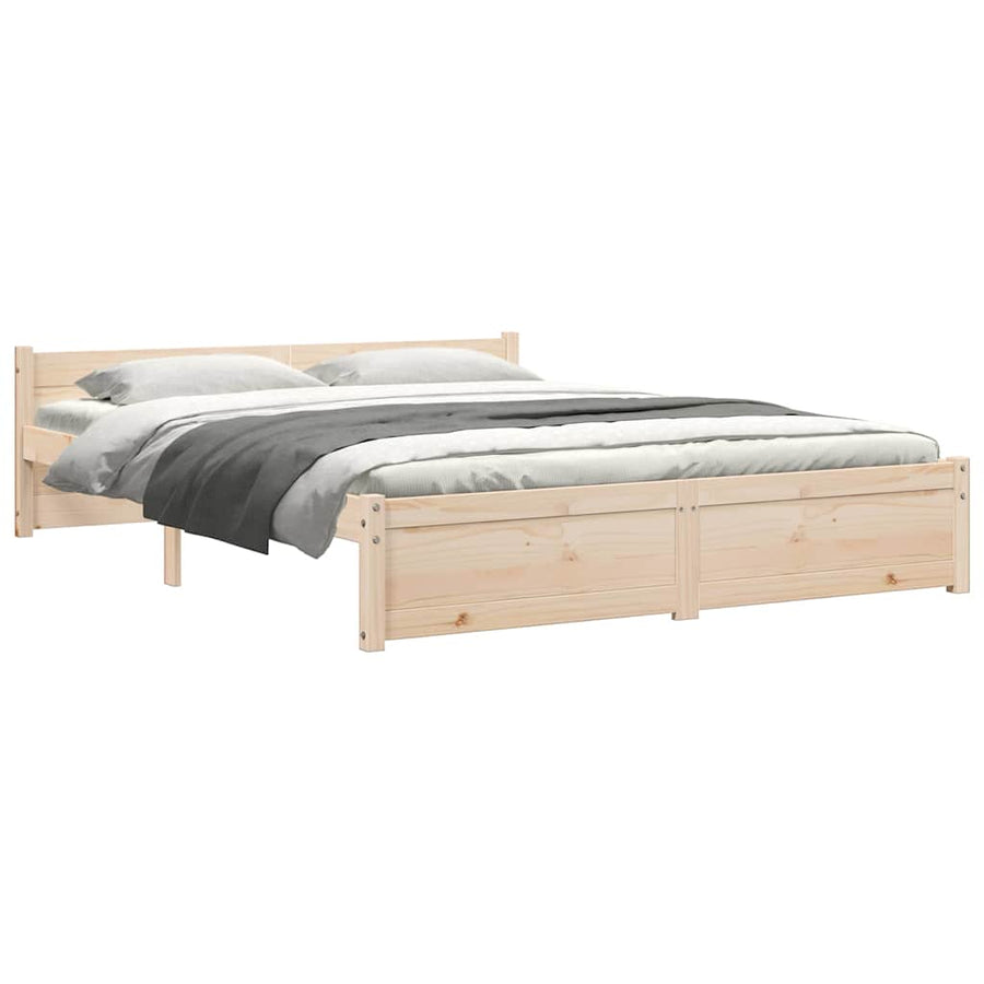 Bedframe Massief Hout 140 x 190 cm Naturel