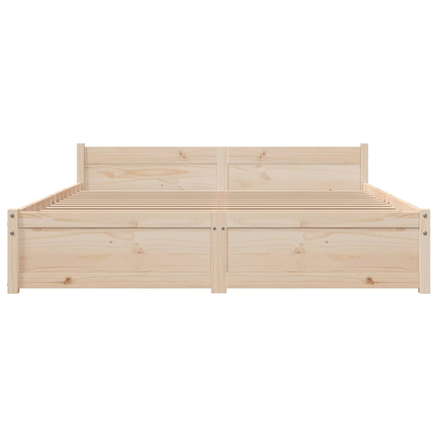 Bedframe Massief Hout 140 x 190 cm Naturel