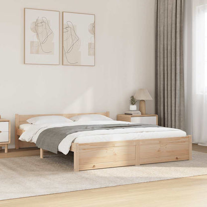 Bedframe Massief Hout 140 x 190 cm Naturel