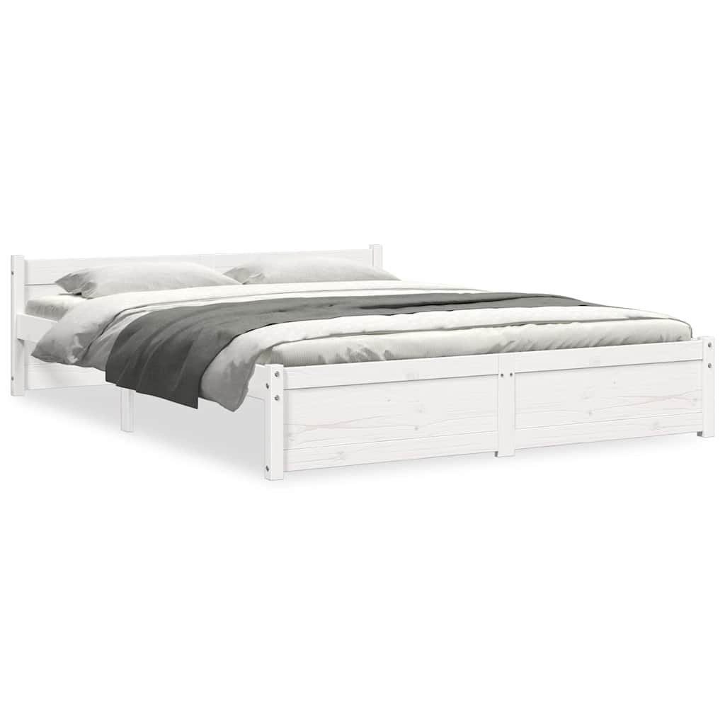 Bedframe Massief Hout 140 x 190 cm Wit