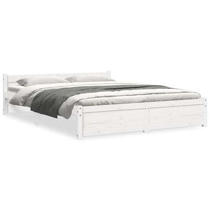 Bedframe Massief Hout 140 x 190 cm Wit