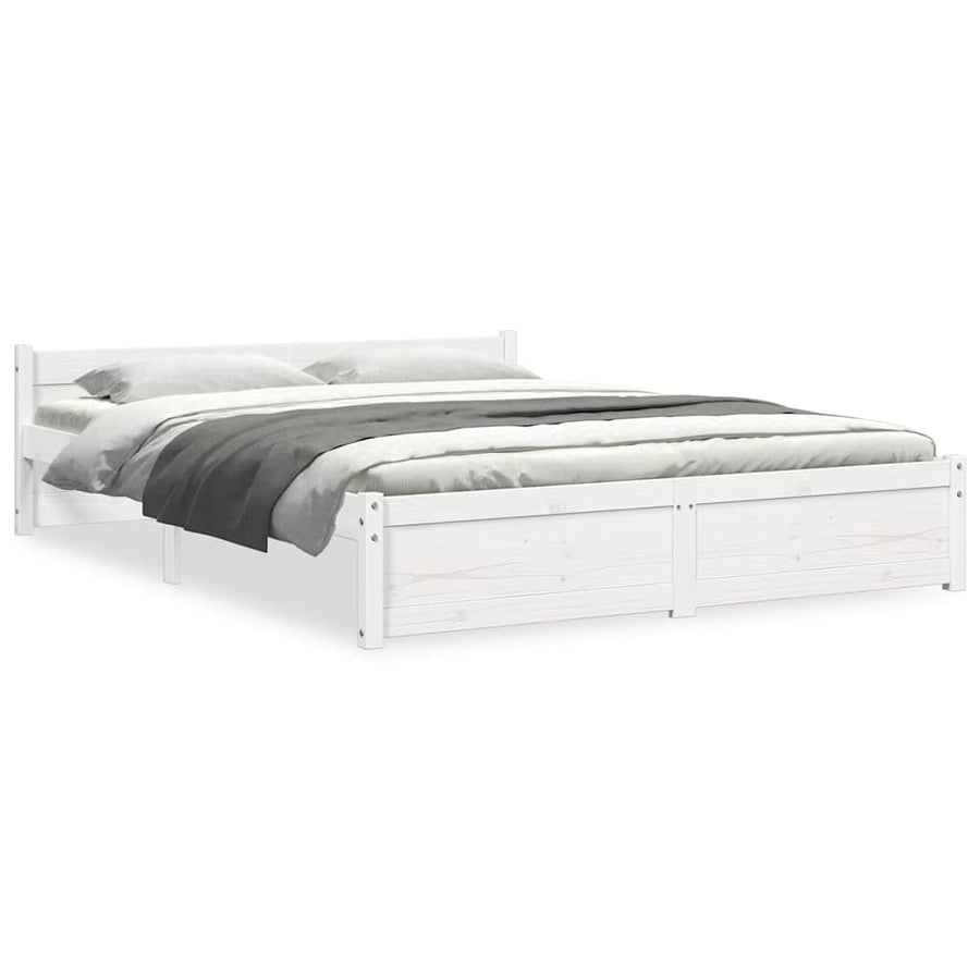 Bedframe Massief Hout 140 x 190 cm Wit