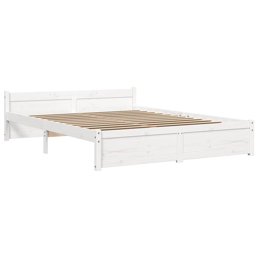 Bedframe Massief Hout 140 x 190 cm Wit