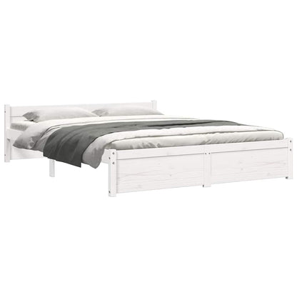 Bedframe Massief Hout 140 x 190 cm Wit