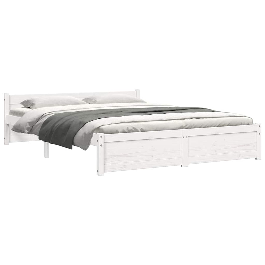 Bedframe Massief Hout 140 x 190 cm Wit