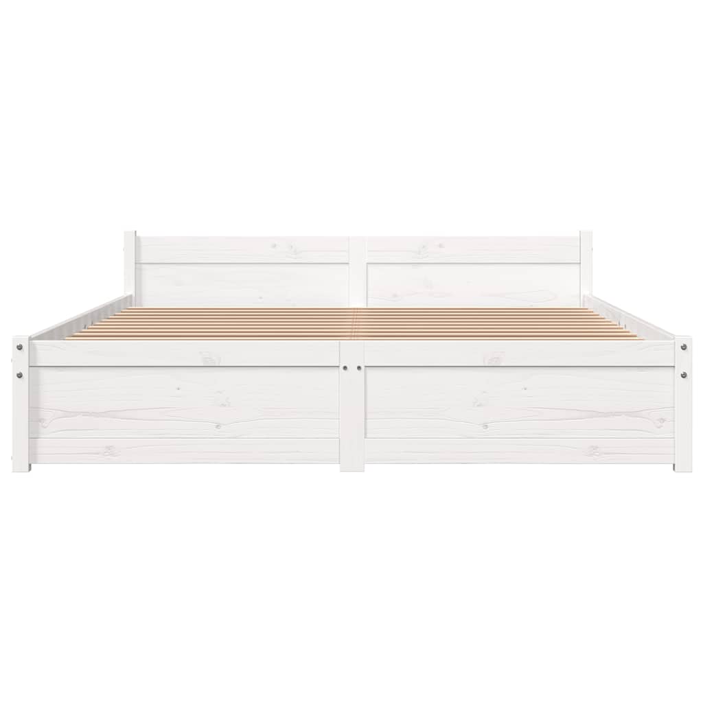 Bedframe Massief Hout 140 x 190 cm Wit