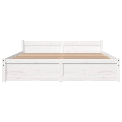 Bedframe Massief Hout 140 x 190 cm Wit