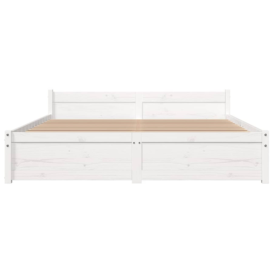 Bedframe Massief Hout 140 x 190 cm Wit