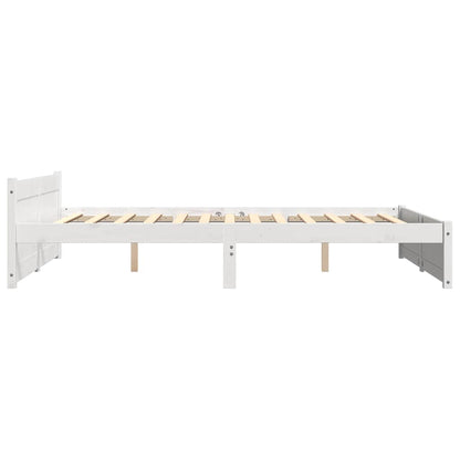Bedframe Massief Hout 140 x 190 cm Wit