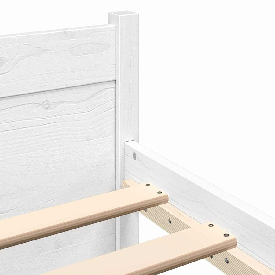 Bedframe Massief Hout 140 x 190 cm Wit